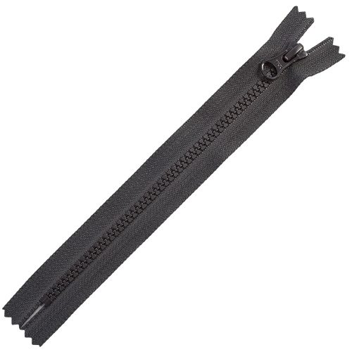 YKK Closed Plastic Zipper, Black 25cm